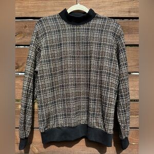 Vintage BonWorth Black and Brown Knit Men's Grandpa Sweater Small